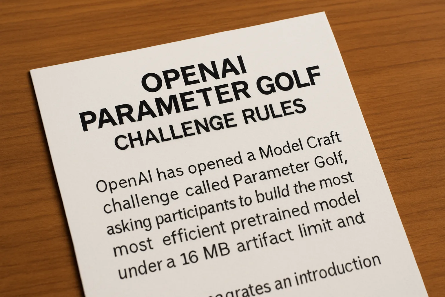 OpenAI launches Parameter Golf model challenge